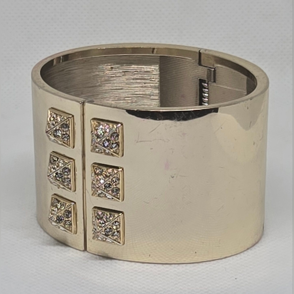 Victoria’s Secret Gold Cuff Bracelet w/ Crystal Stud Accents – Statement - Picture 3 of 10
